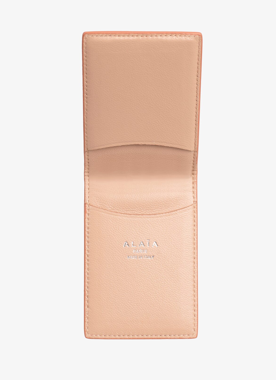 Openwork leather cardholder
 ALAÏA CARAMEL/WHITE OPENWORK LEATHER CARDHOLDER